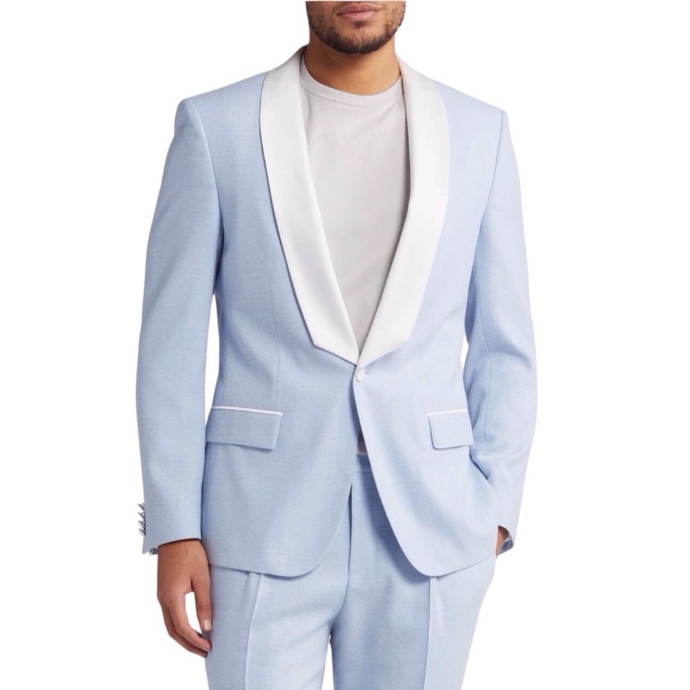 Hugo Boss Tuxedo Blazer Size 44 Long Henry Light Blue Suit Jacket Henry 242E1X